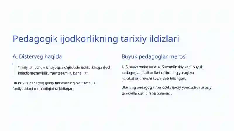 Ijodiy faoliyat nima va nega o'qituvchilikda muhim? 3