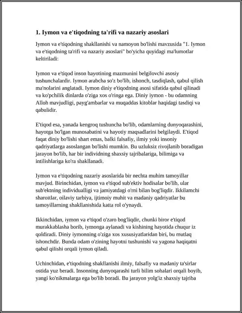 Iymon va e'tiqodning shakllanishi va namoyon bo'lishi 3