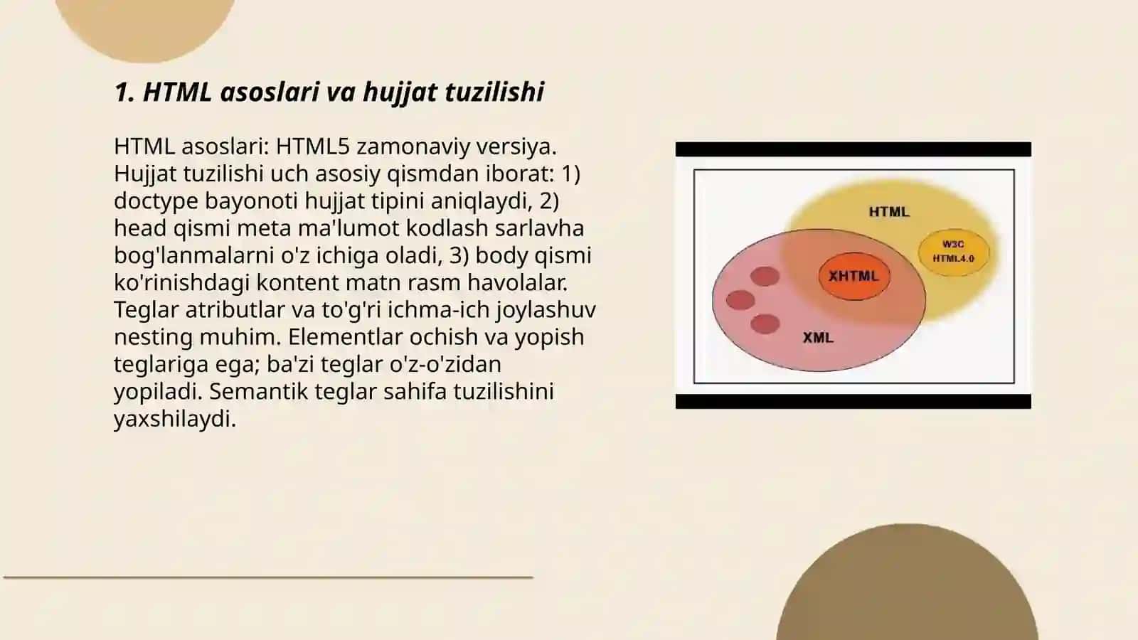HTML asoslari va hujjat tuzilishi 3