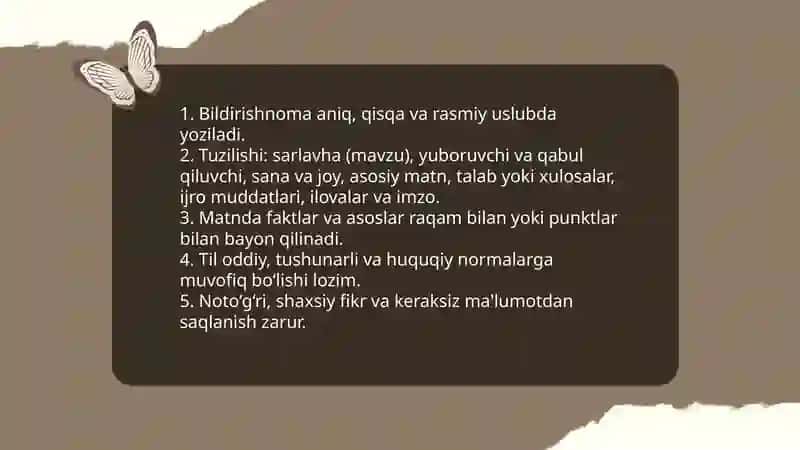 Bildirishnoma Ishonchnoma Dalolatnoma Tavsifnoma Tavsiyanoma yozish 3