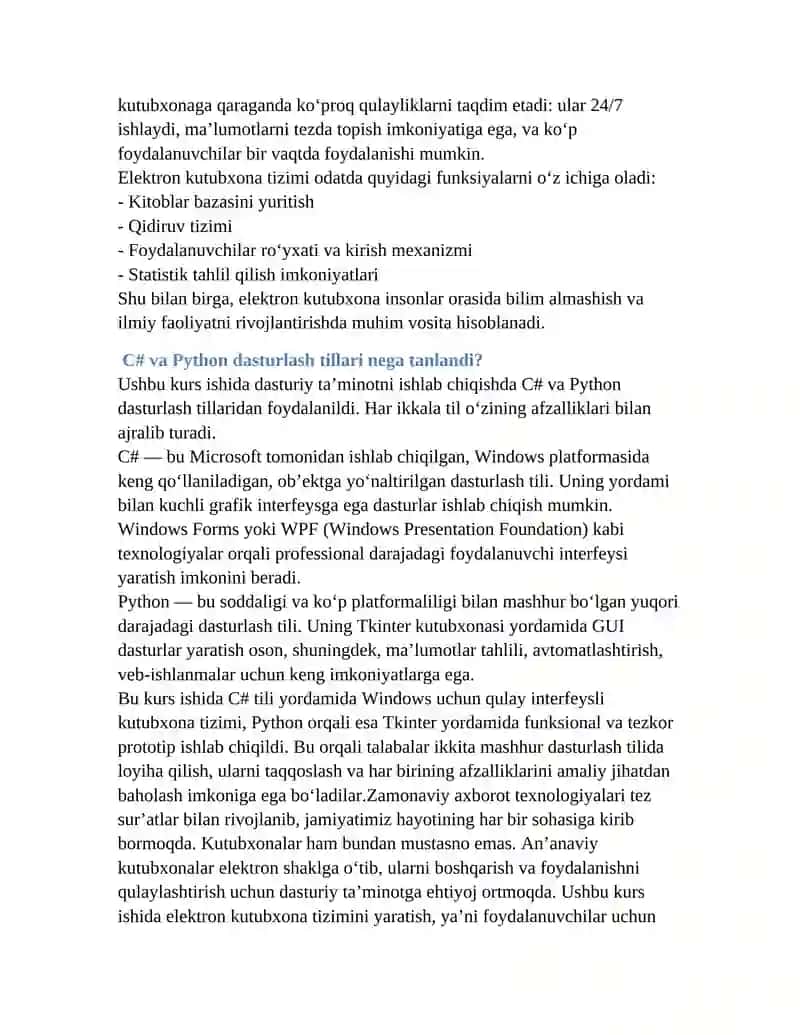 Elektron kutubxona tizimini ishlab chiqish (C# va Python asosida) 3