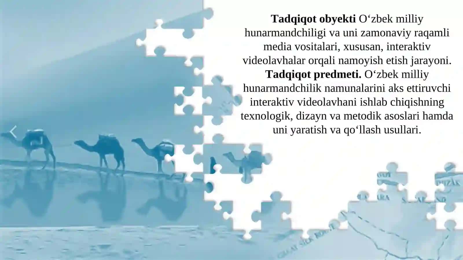 OʻZBEK MILLIY HUNARMANDCHILIGINI AKS ETTIRUVCHI INTERAKTIV VIDEOLAVHA ISHLAB CHIQISH 3