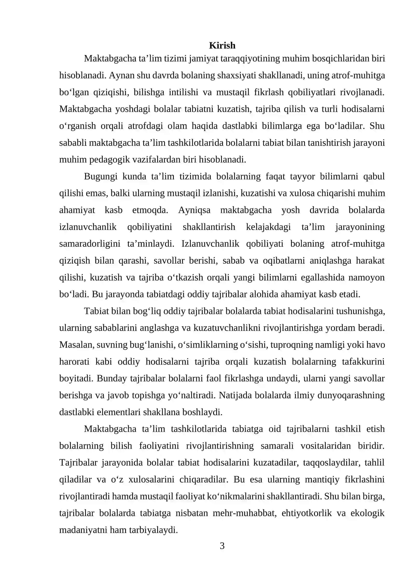 Maktabgacha ta’limda tabiat bilan tanishtirish va izlanuvchanlik qobiliyatlarini rivojlantirishning nazariy asoslari 3