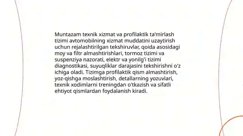 Muntazam texnik xizmat va profilaktik ta'mirlash tizimi 3