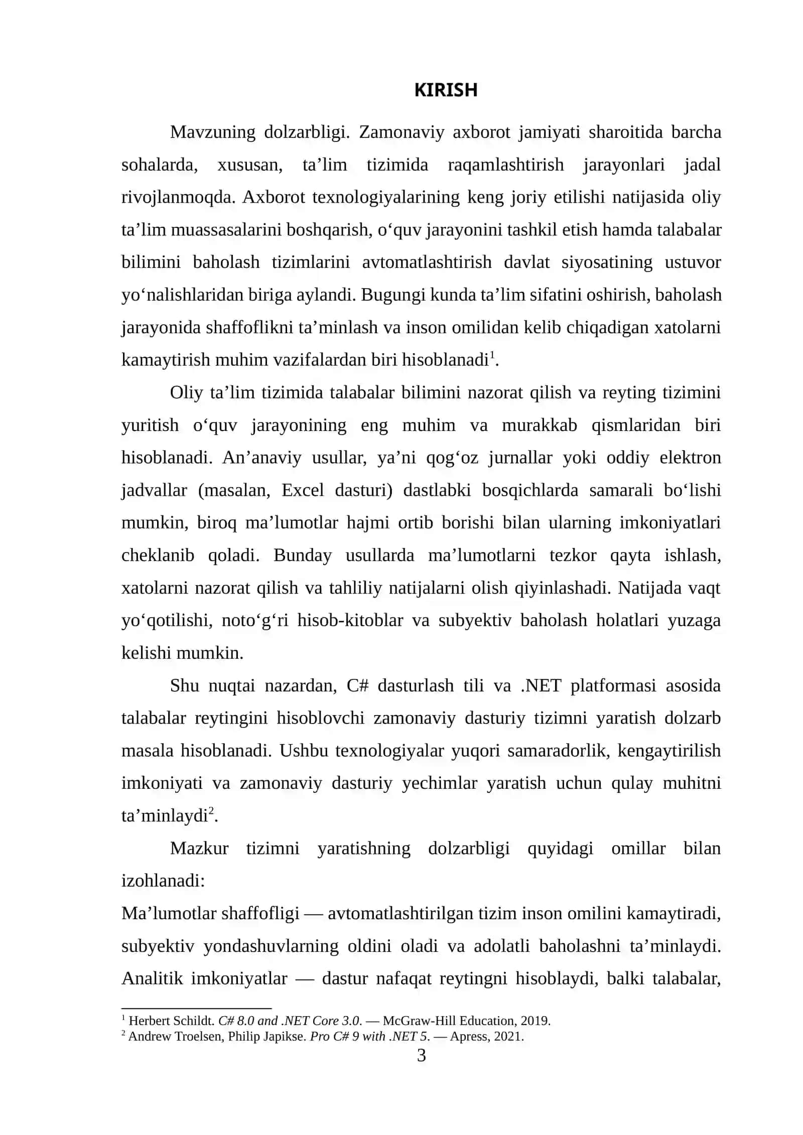 REYTING TIZIMINI LOYIHALASH VA ISHLAB CHIQISH 3