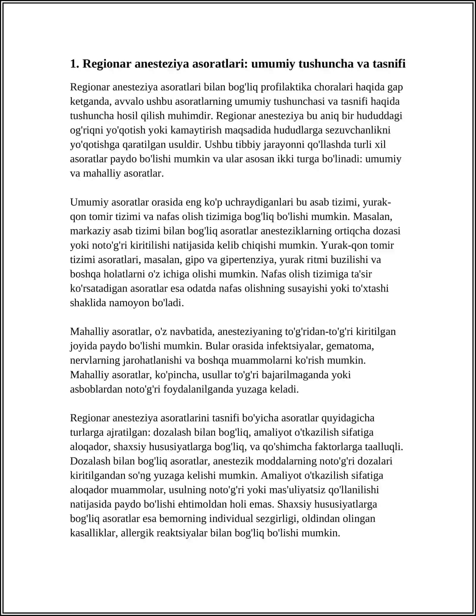 REGIONAR ANESTEZIYA ASORATLARINING PROFILAKTIKASI 3