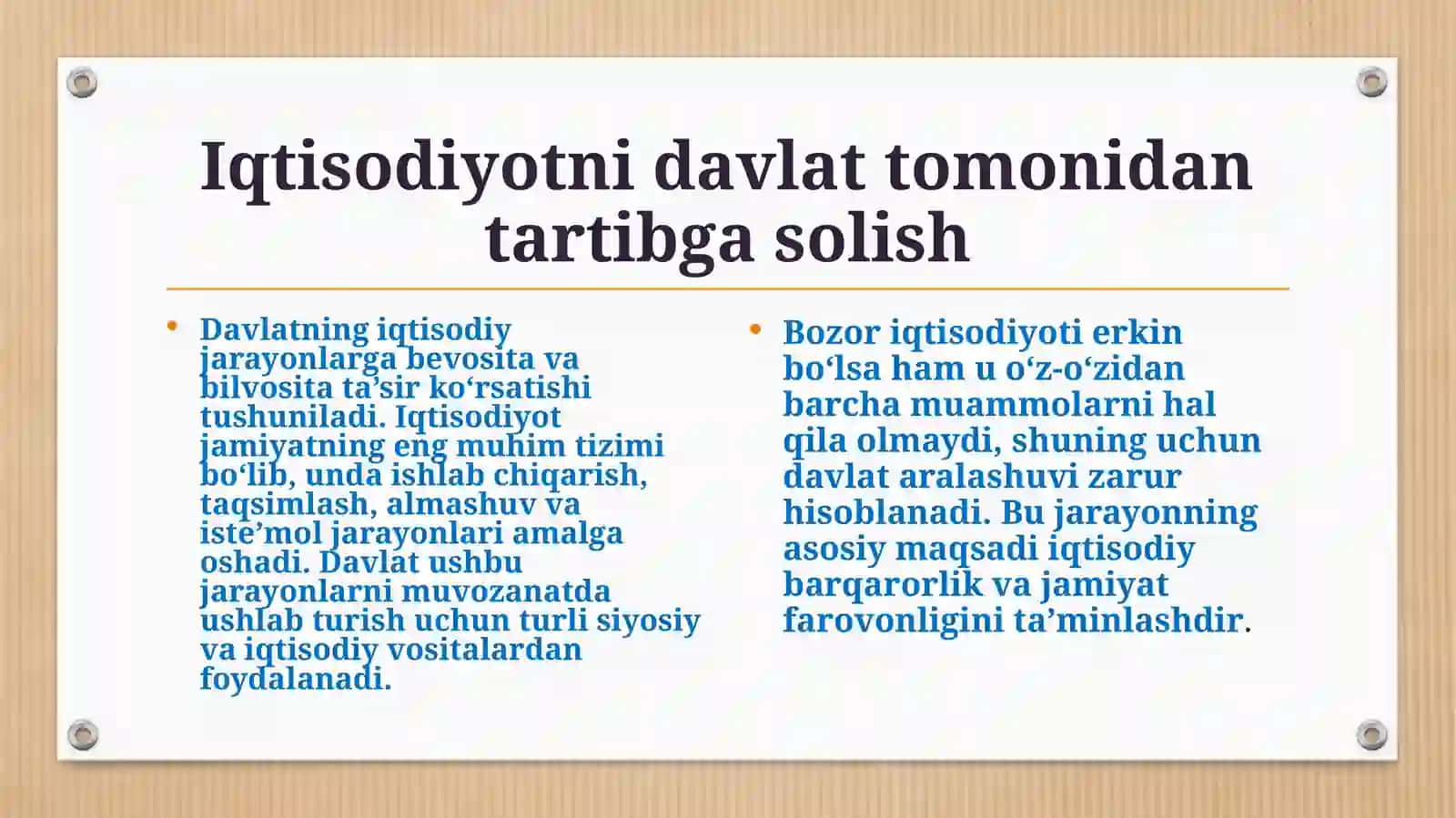 Iqtisodiyot nazariyasi fanidan tayyorlagan Taqdimoti 3