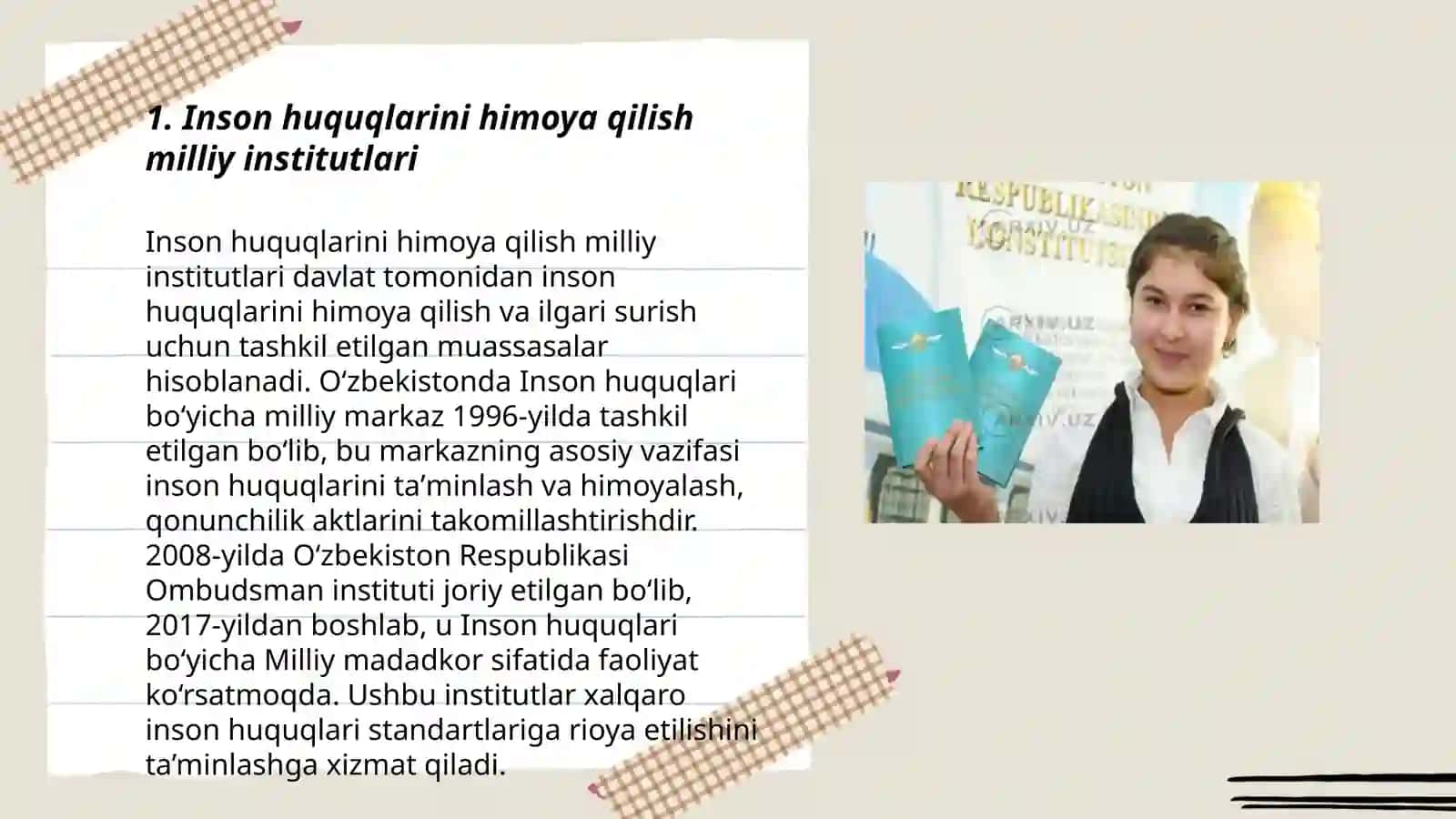 Oʻzbekistonda inson huquqlari va erkinliklari kafolatining yaratilishi 3
