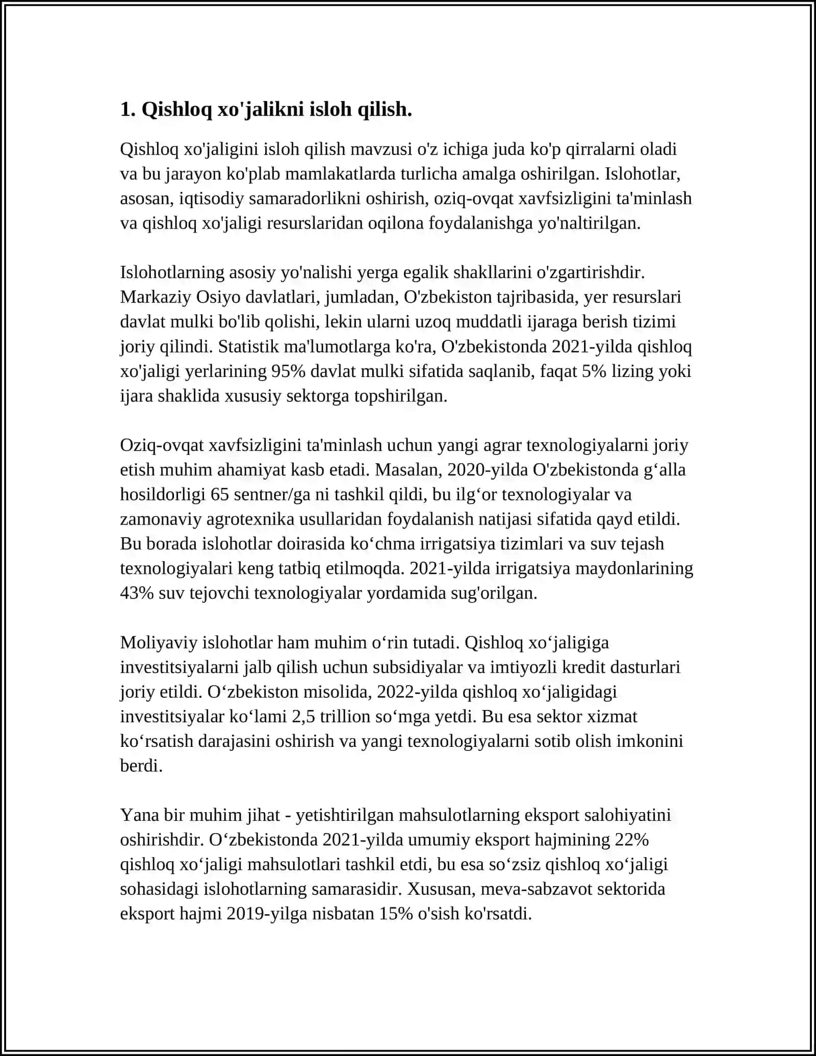 MUSTAQILLIK YILLARIDA OʻZBEKISTON IQTISODIYOTINING TARMOQLAR TARKIBIDAGI OʻZGARISHLAR 3
