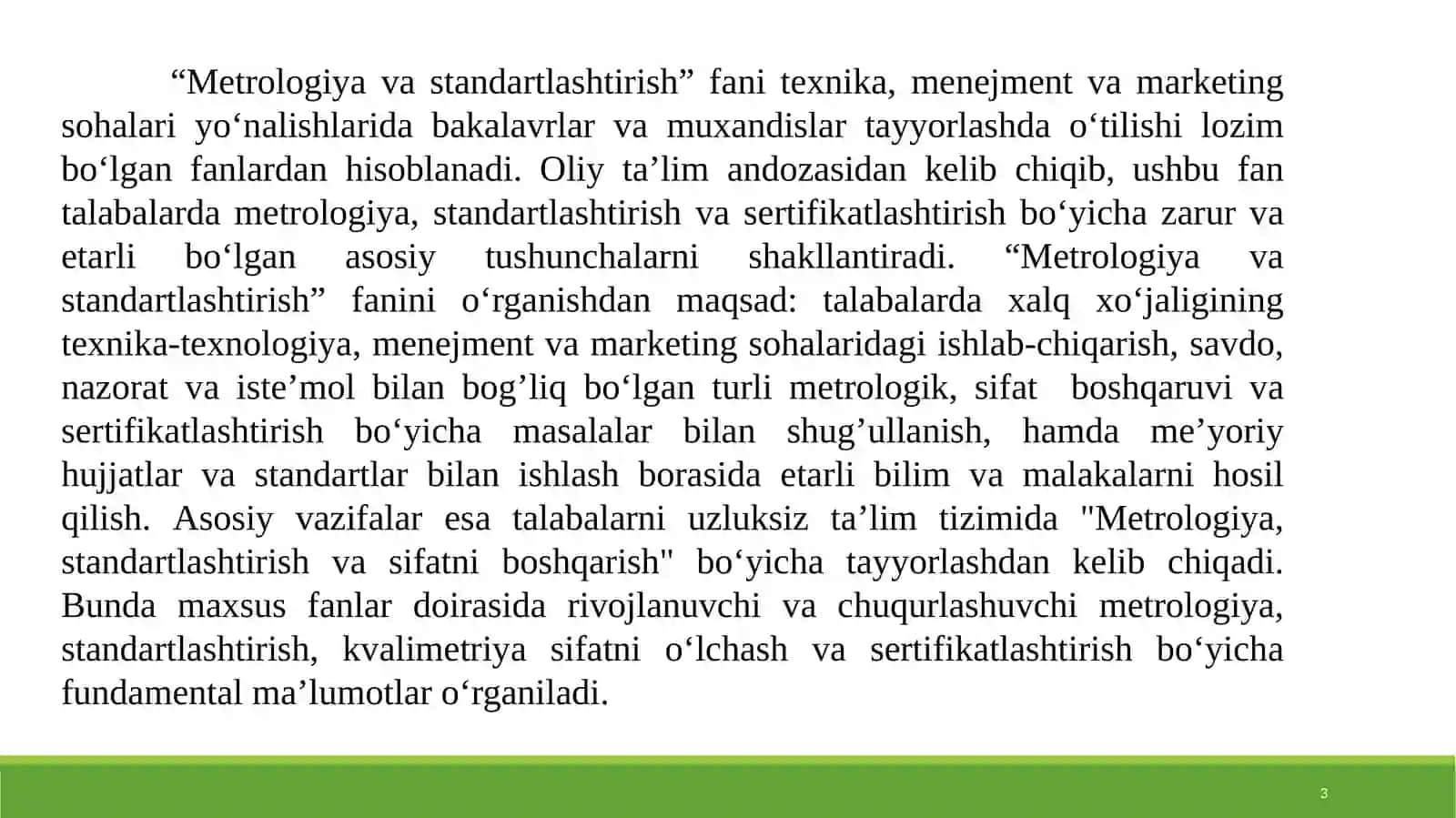 Metrologiya va standartlashtirish fanining maqsadi va vazifalari 3