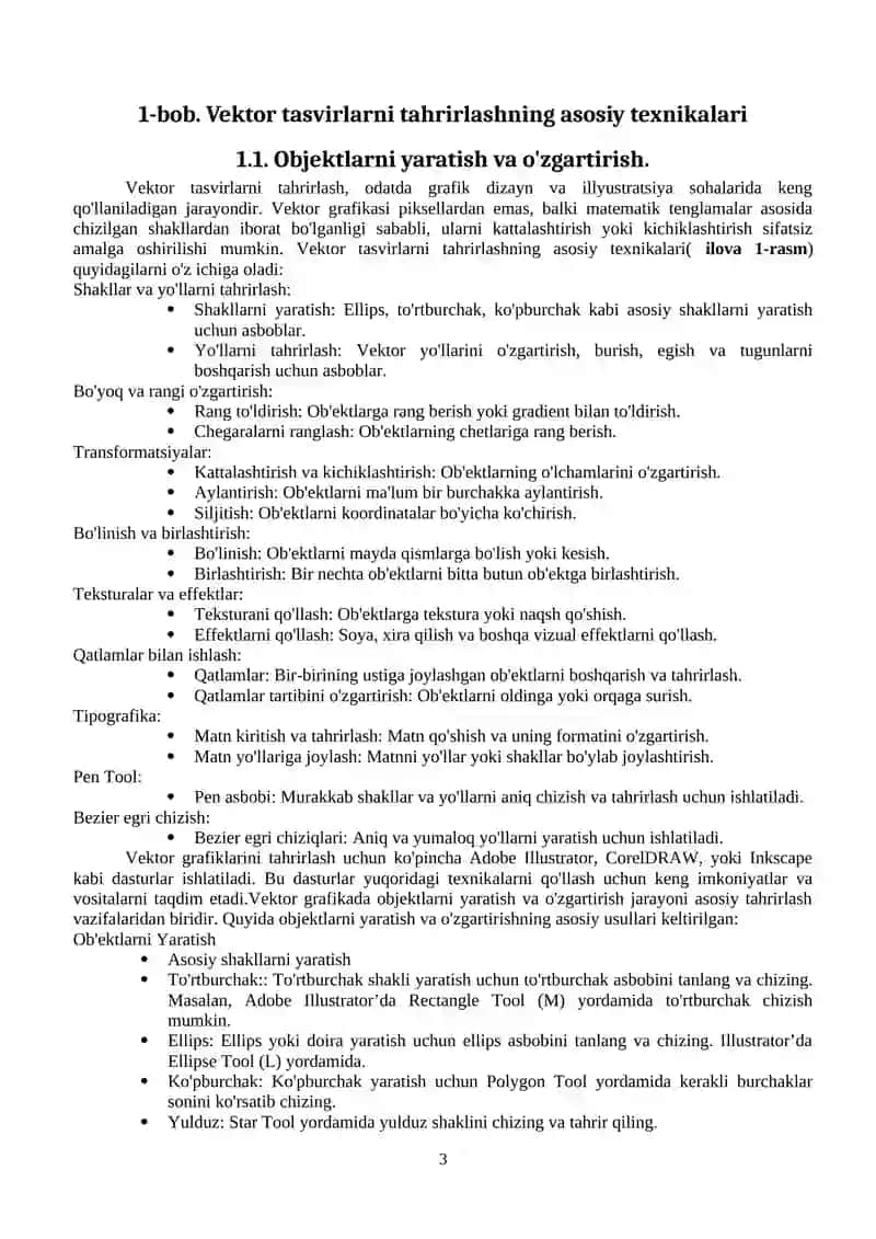 Vektor tasvirlarni tahrirlashning asosiy texnikalar 3