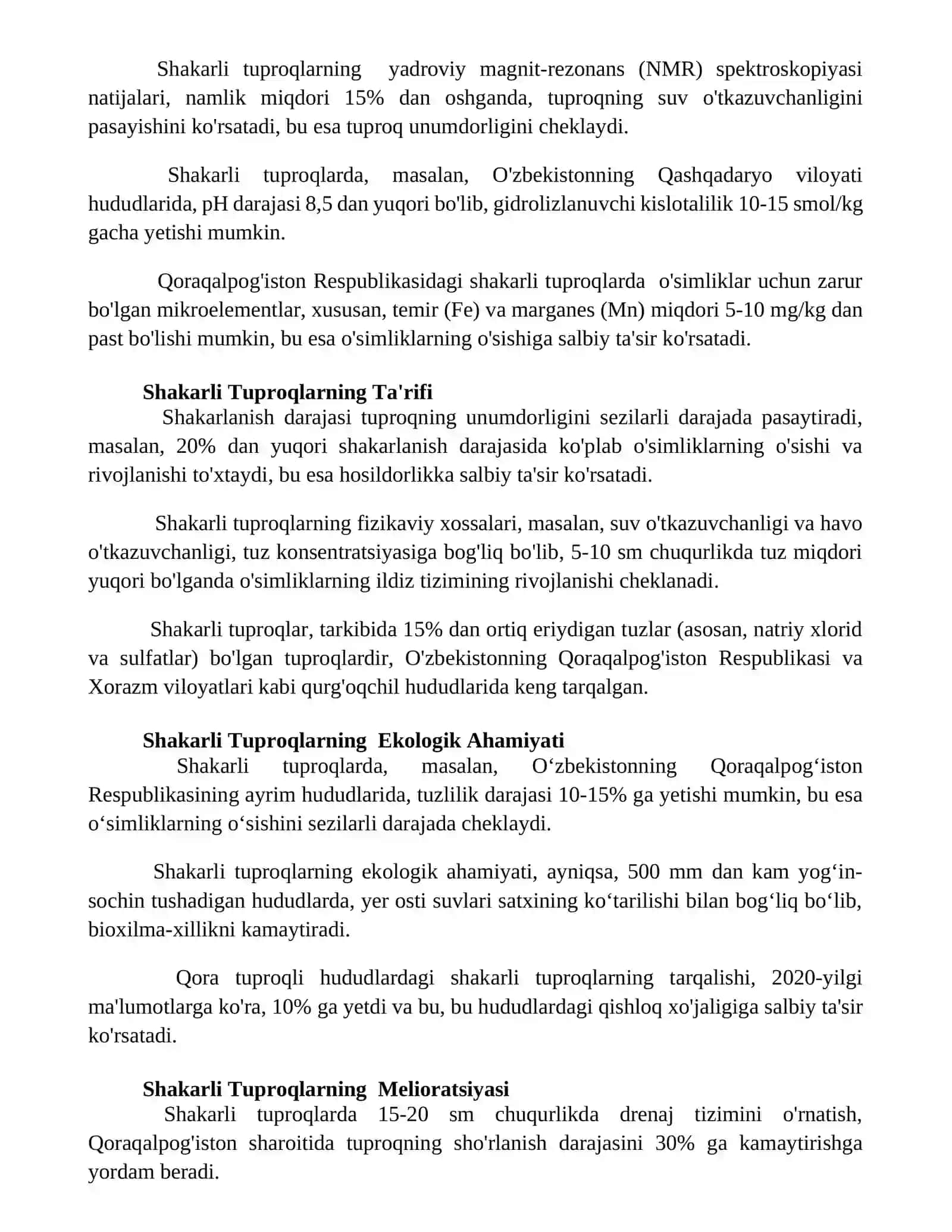 Shakarli Tuproqlarning Foydalanish Imkoniyatlari 3