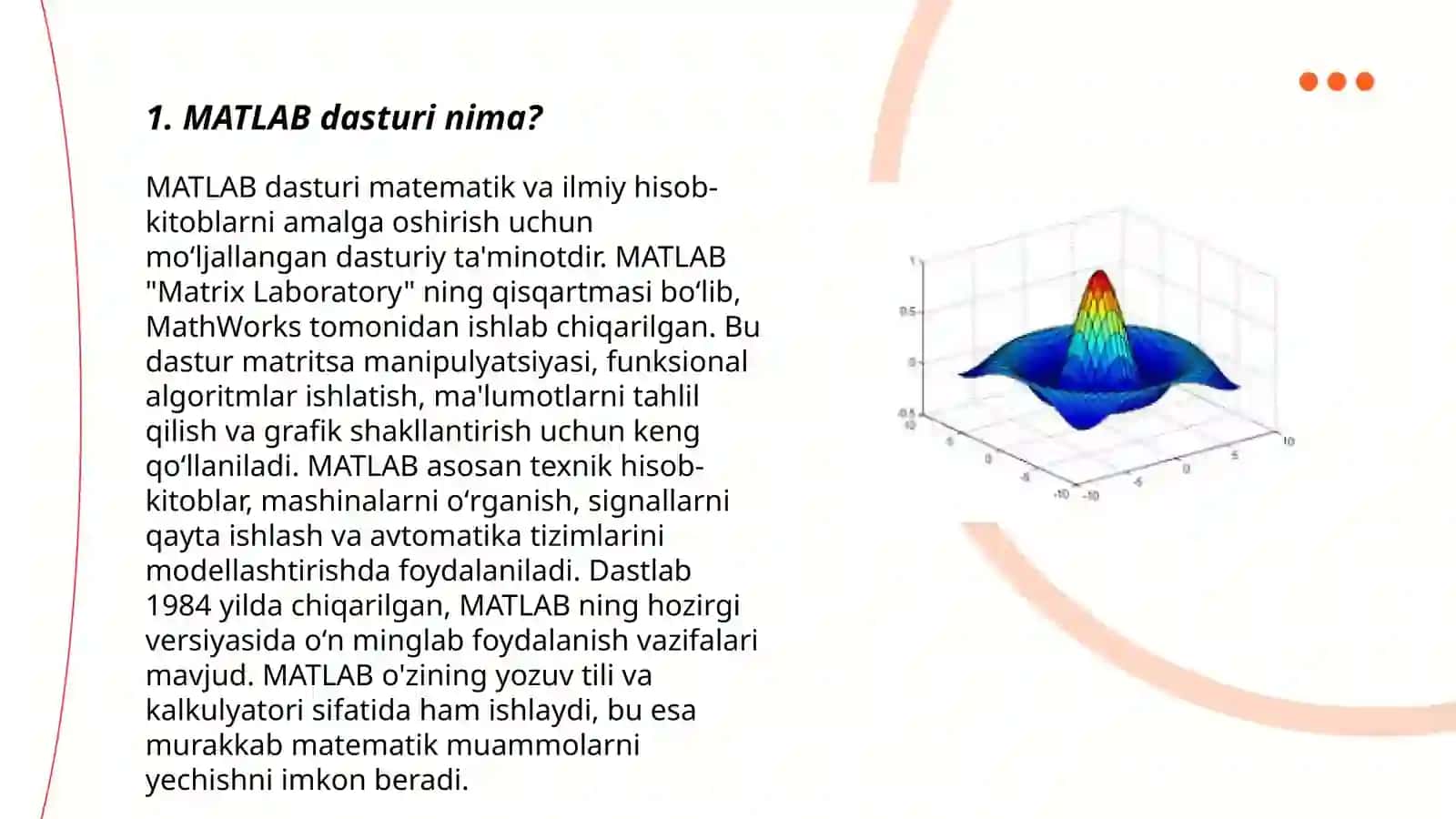 MATLAB dasturi haqida asosiy tushuncha 3