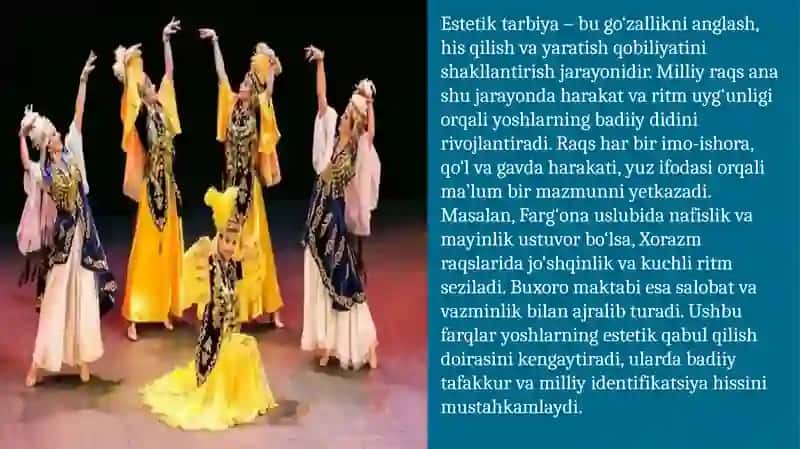 xalq milliy raqsining yoshlar estetik tarbiyasidagi ahamiyati raqs elementlarini rasmlarda chizib aks ettirish 3