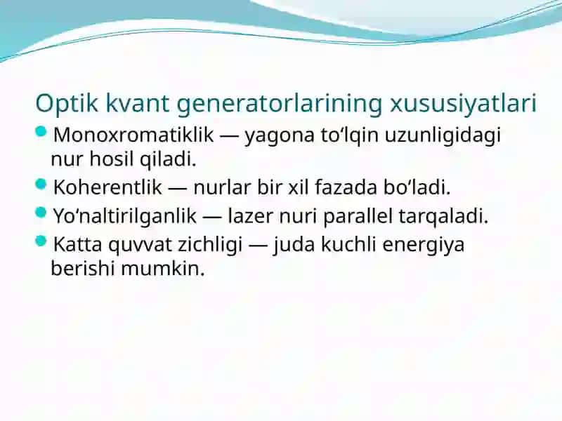 Optik kvant generatorlari, lazerlar va ularning tibbiyotda qo‘llanilishi 3
