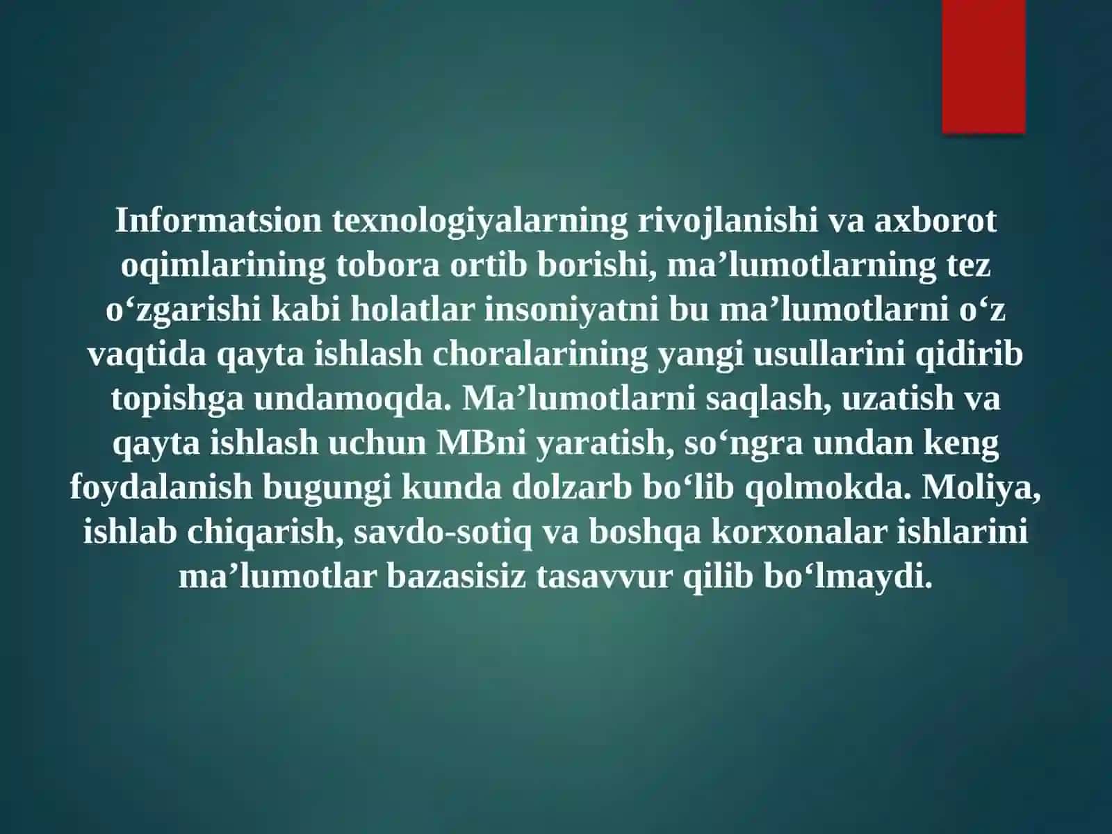 Mutaxassislikka oid ma’lumotlar bazasini tashkil qilish 3