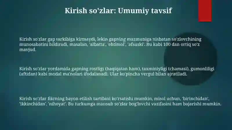 Gap bólaklari bilan aloqaga kirishmaydigan bôlaklar 3