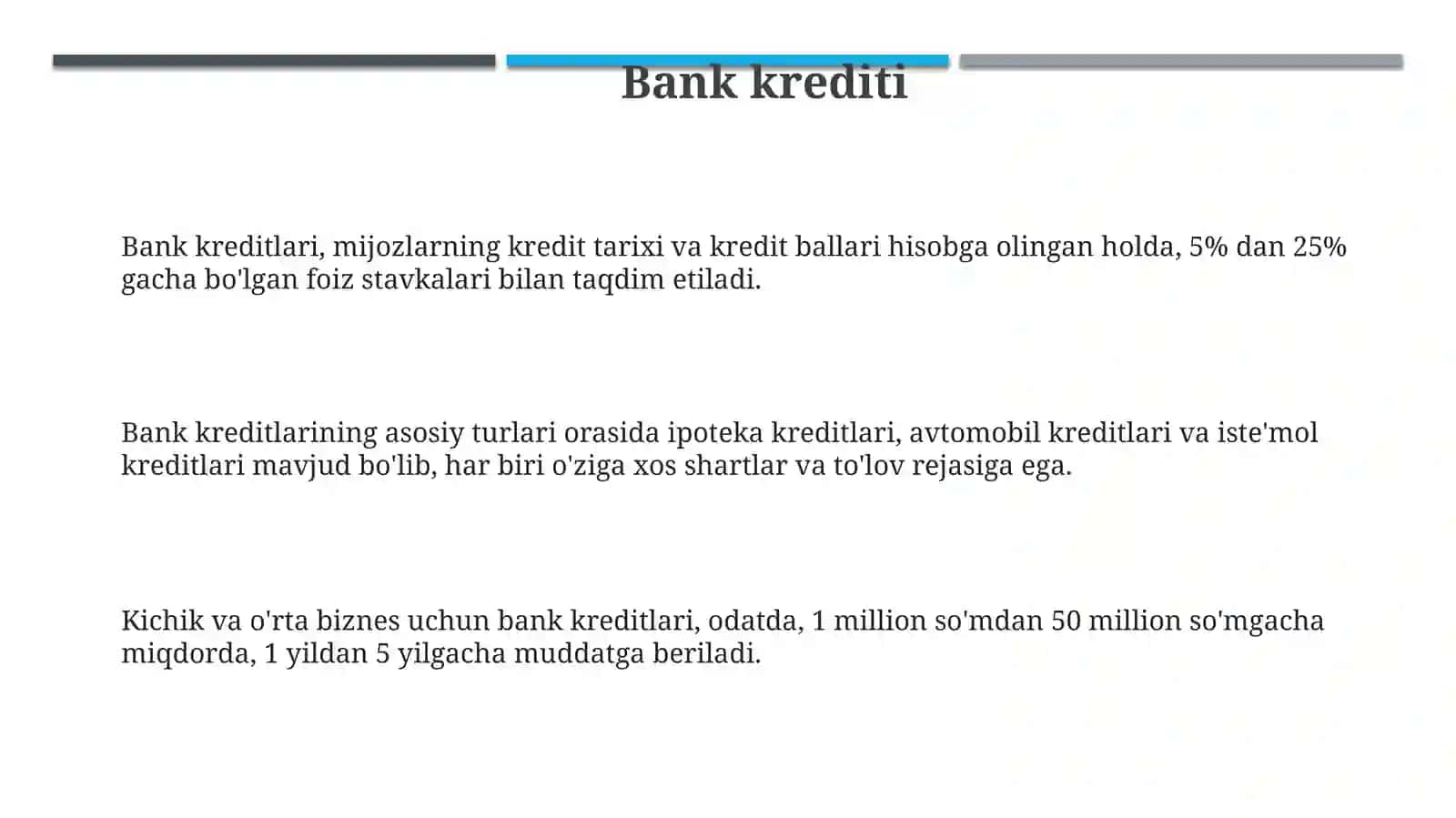Kreditnig zarurati, funksiyalari, turlari va shakllari 3