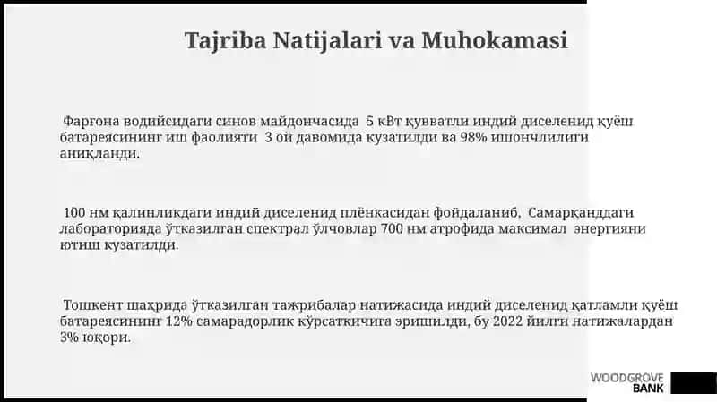 Indiy diselenidli yupqa parda quyosh batareyasi parametrlarini aniqlash 3
