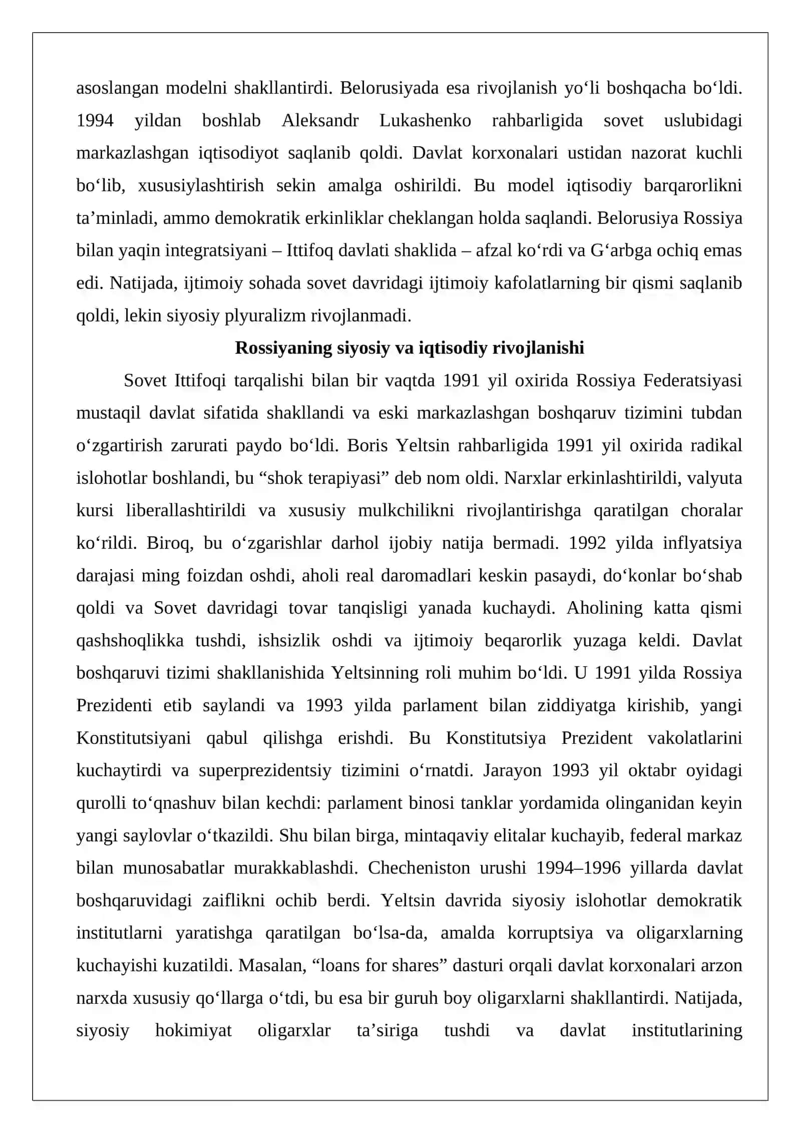 XX asr oxiri – XXI asr boshlarida Rossiya, Belorusiya va Ukraina 3