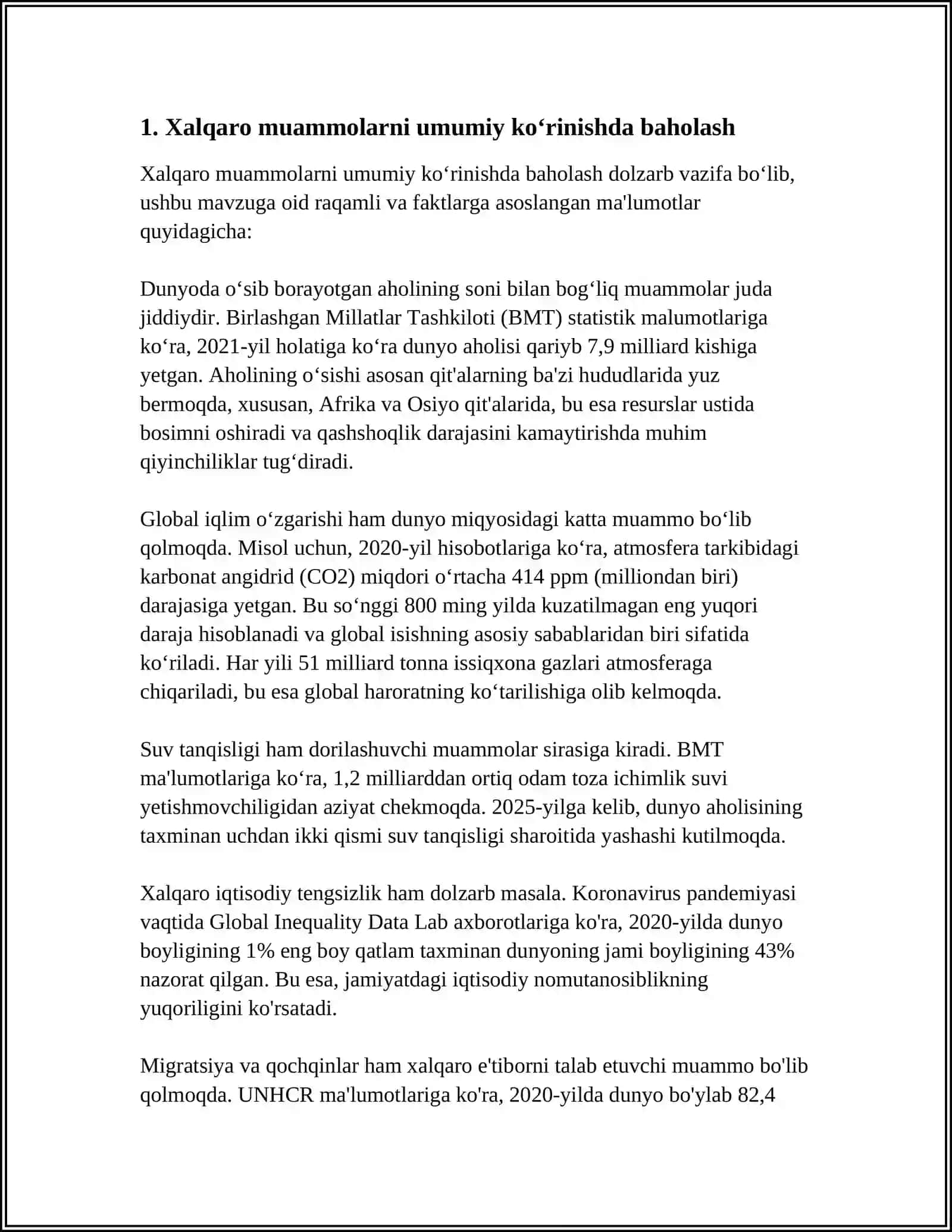 GLOBAL MUAMMOLARNING MEZONLARI VA DARAJALARI 3