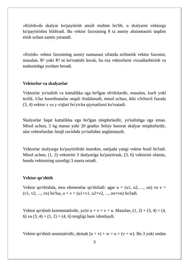 Arifmetik vektor fazo 3