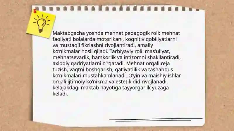 Maktabgacha tarbiya yoshida mehnatning roli 3