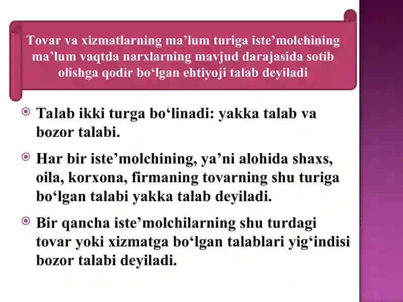 Mikroiqtisodiyotning asosiy kategoriyalari: talab va taklif 3