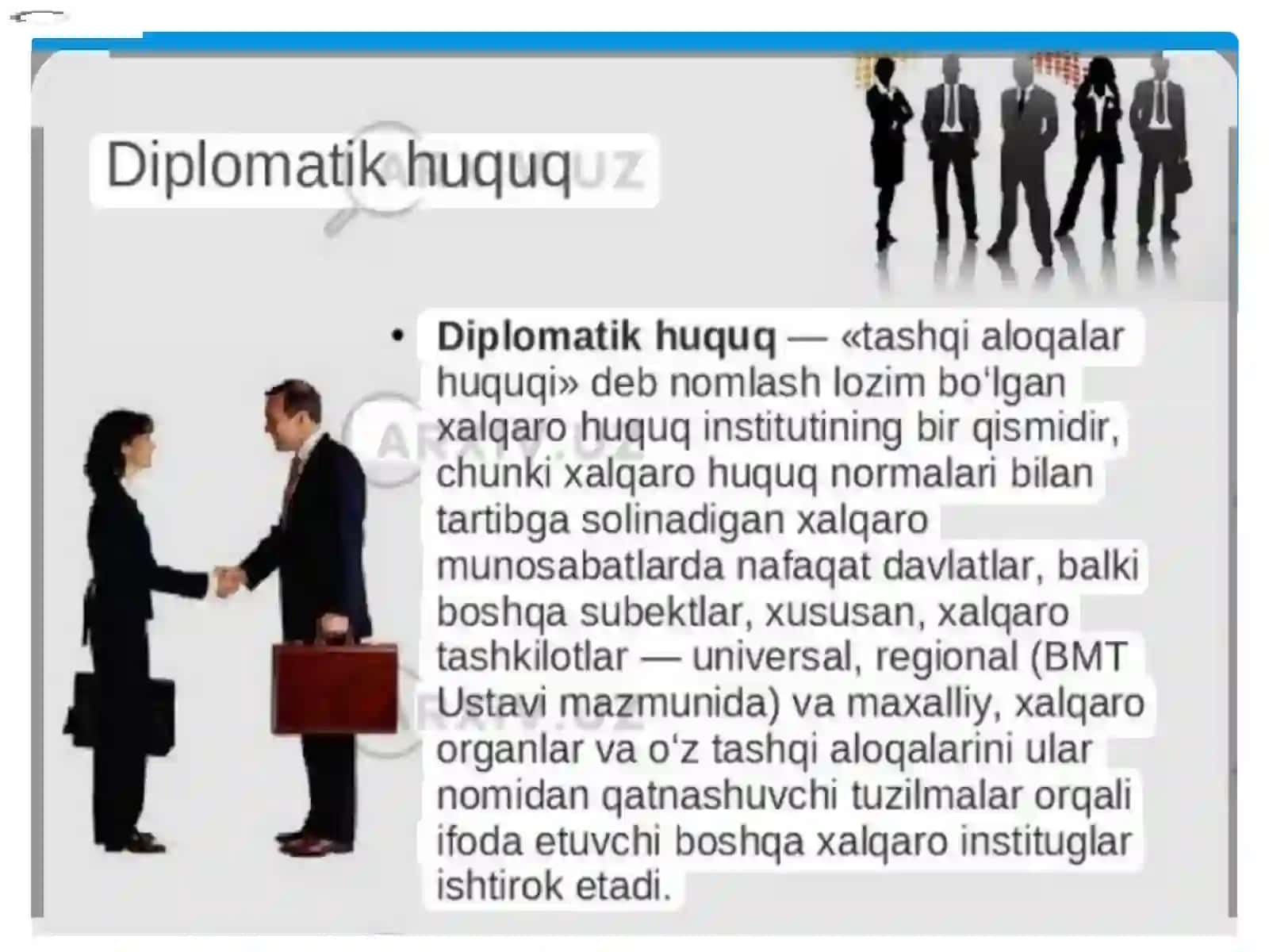 DIPLOMATIK HUQUQ Mavzusi taqdimoti 3