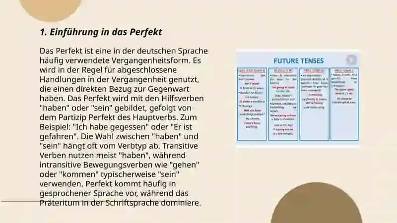 Unterrichtsplanung das Thema Perfekt 3