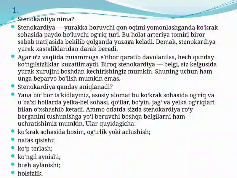 Stenokordiya vaMiokard infarkti 3