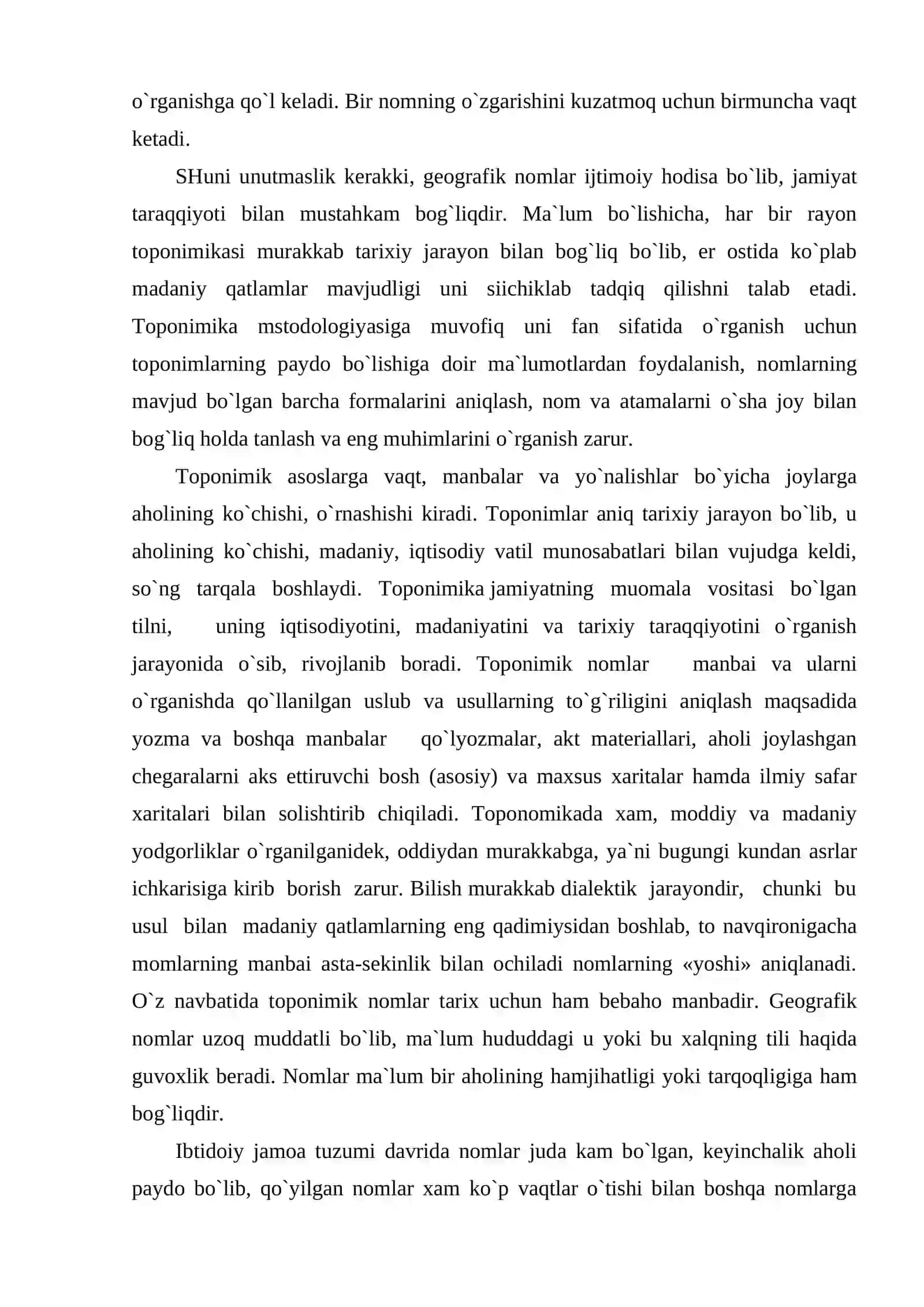Toponomika - tarixiy o’lkashunoslikning asosiy manbalaridan biri 3