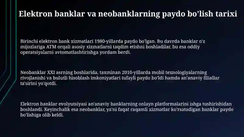 Elektron banklar va neo-banking trendlari 3