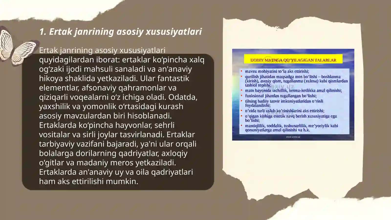 Ertak janriga xos matnlar ustida ishlash 3