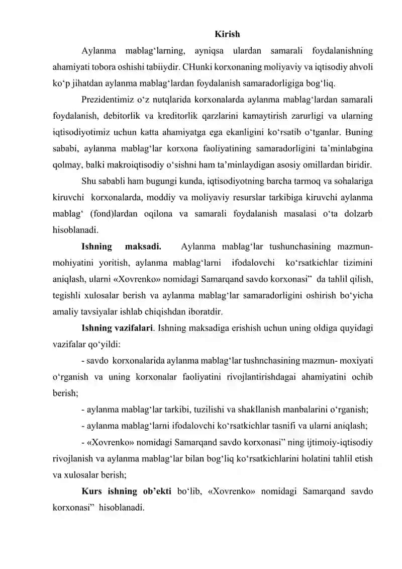 Aylanma fondlar mohiyati, harakati va ahamiyati 3