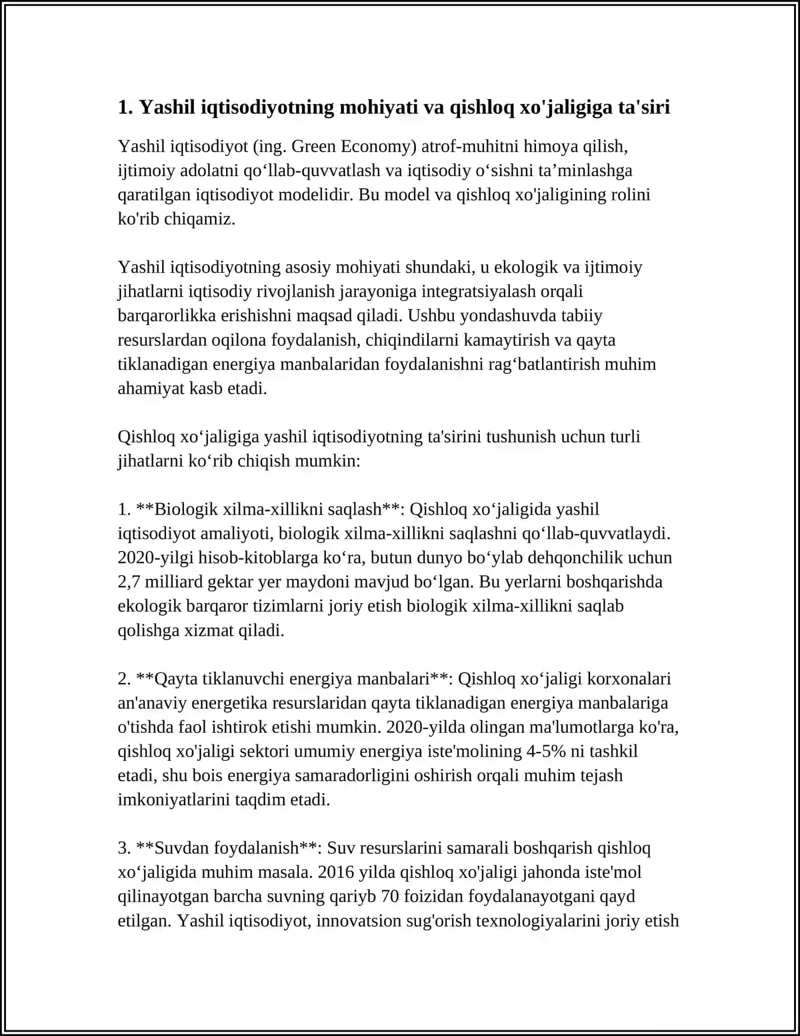 Yashil iqtisodiyotning mohiyati va qishloq xo'jaligiga ta'siri 3