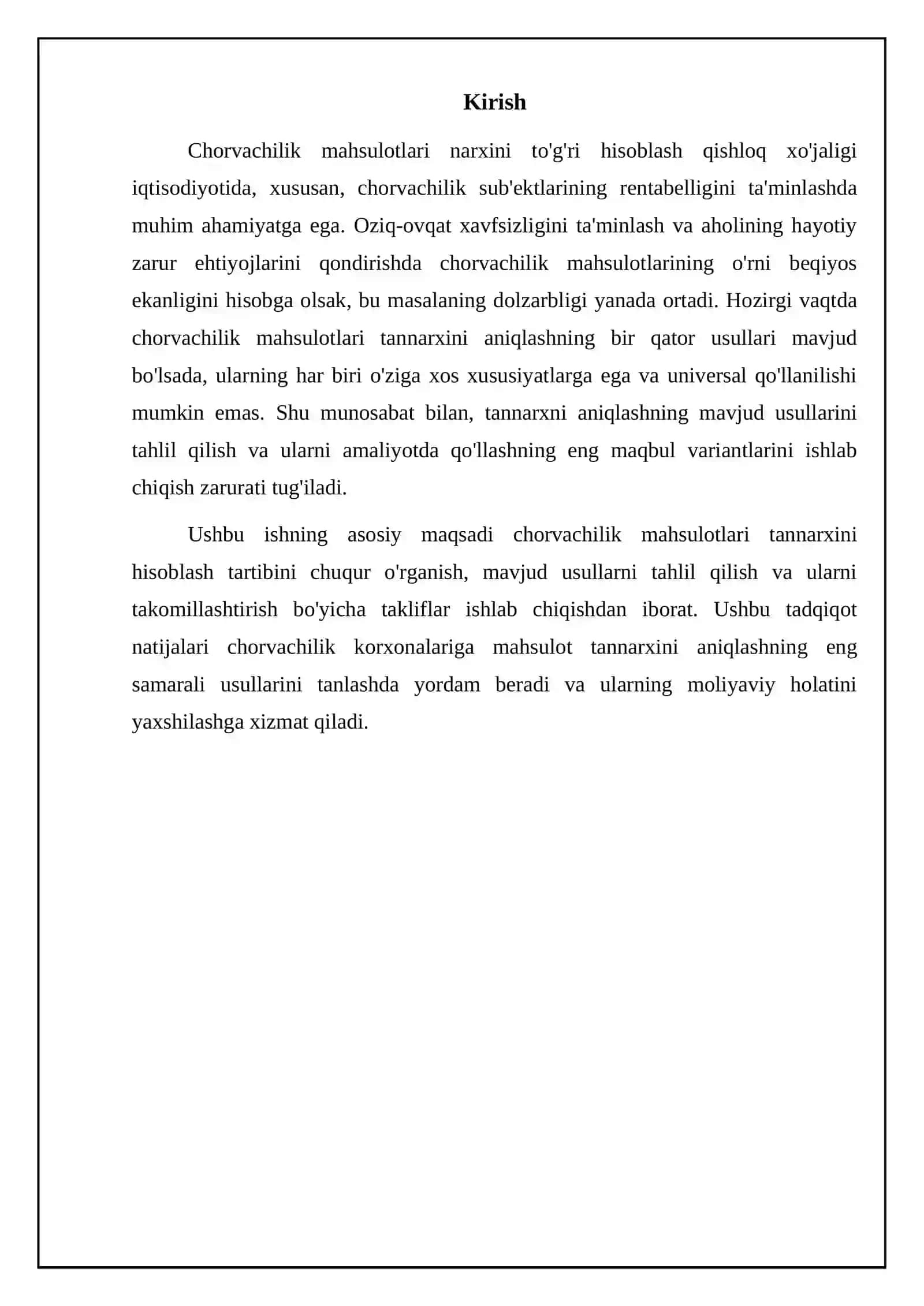 CHORVACHILIK MAHSULOTLARI TANNARXINI HISOBLASH USULLARI 3