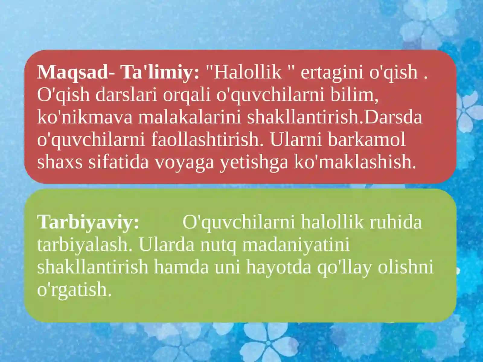 3-sinflar uchun DARS ISHLANMASI 3