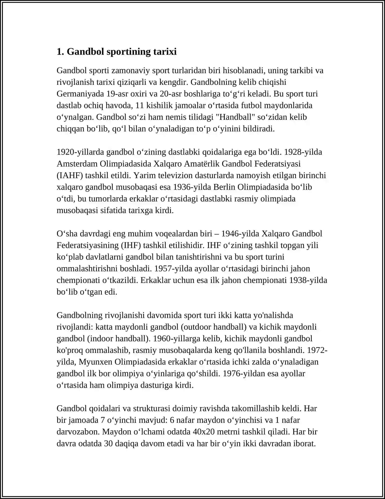 GANDBOL SPORT TURI VA UNI QONUN QOIDALARI 3