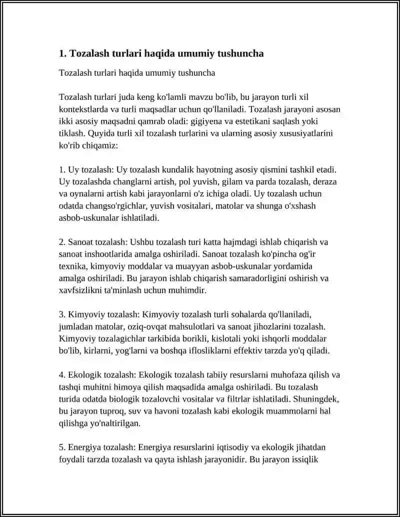 REFERAT Mavzu: TOZALASH TURLARI VA TASNIFI 3