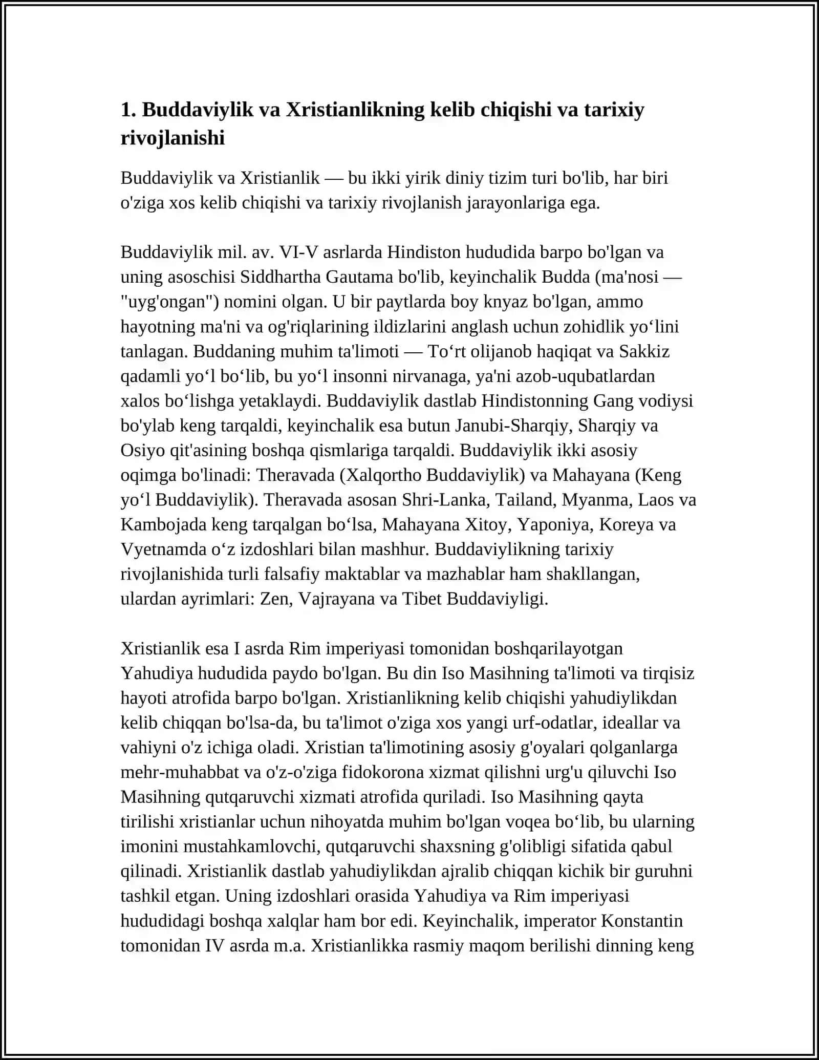 Buddaviylik va Xristianlikning kelib chiqishi va tarixiy rivojlanishi 3