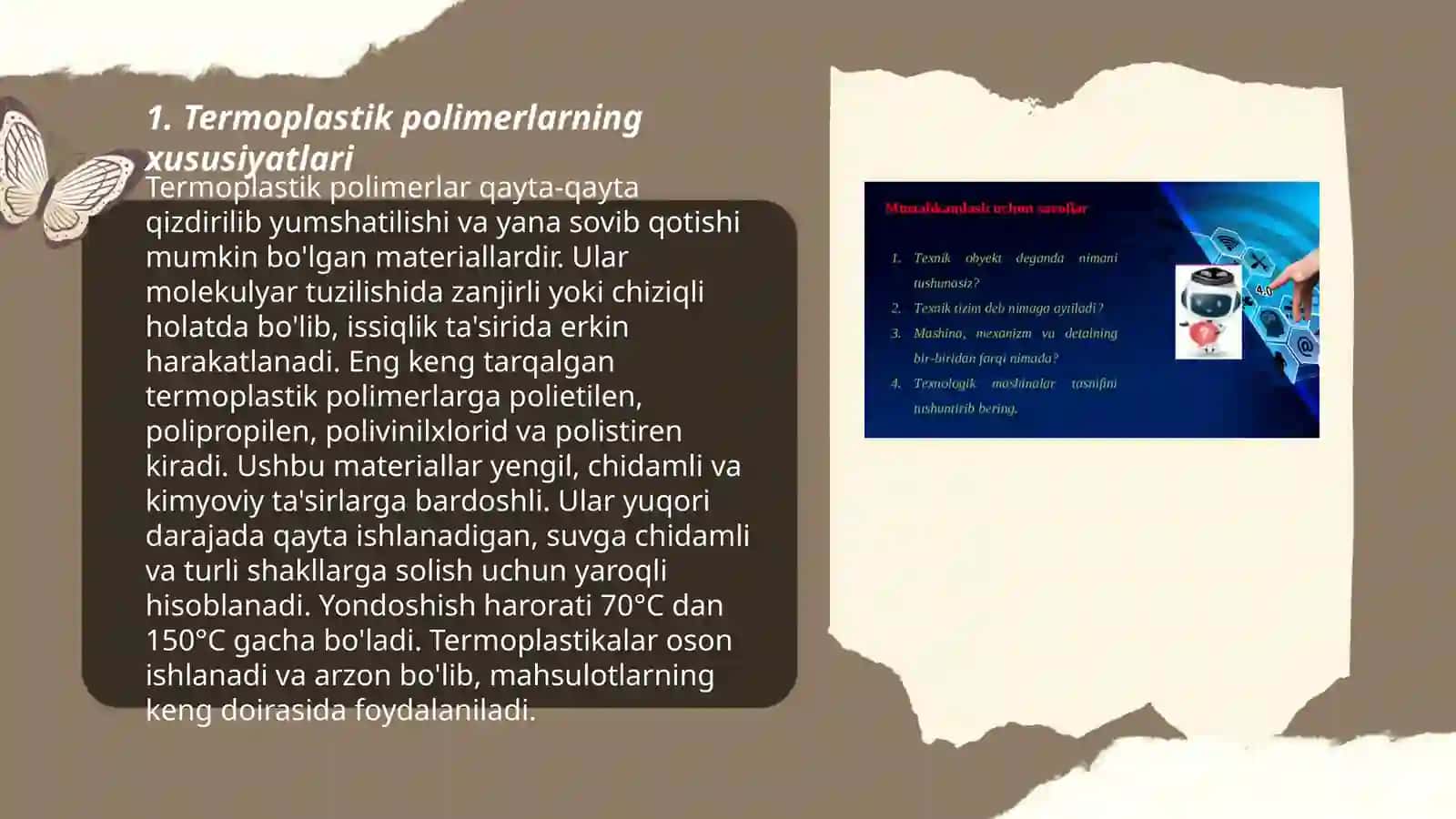 Termoplastik va termoreaktiv polimerlar haqida tushuncha 3