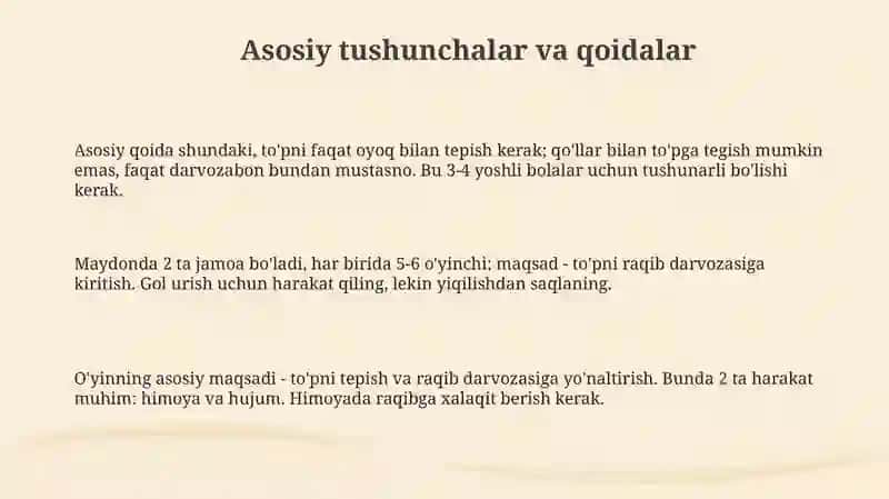 Maktabga yoshdagi bolalar o'rtasida futbol o'yini elementlarini tashkil etish 3