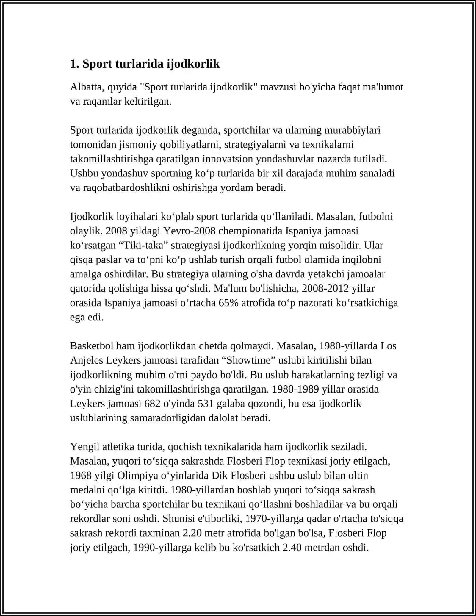 SPORT SOHASIDAGI KREATIVLIK (IJODKORLIK) 3