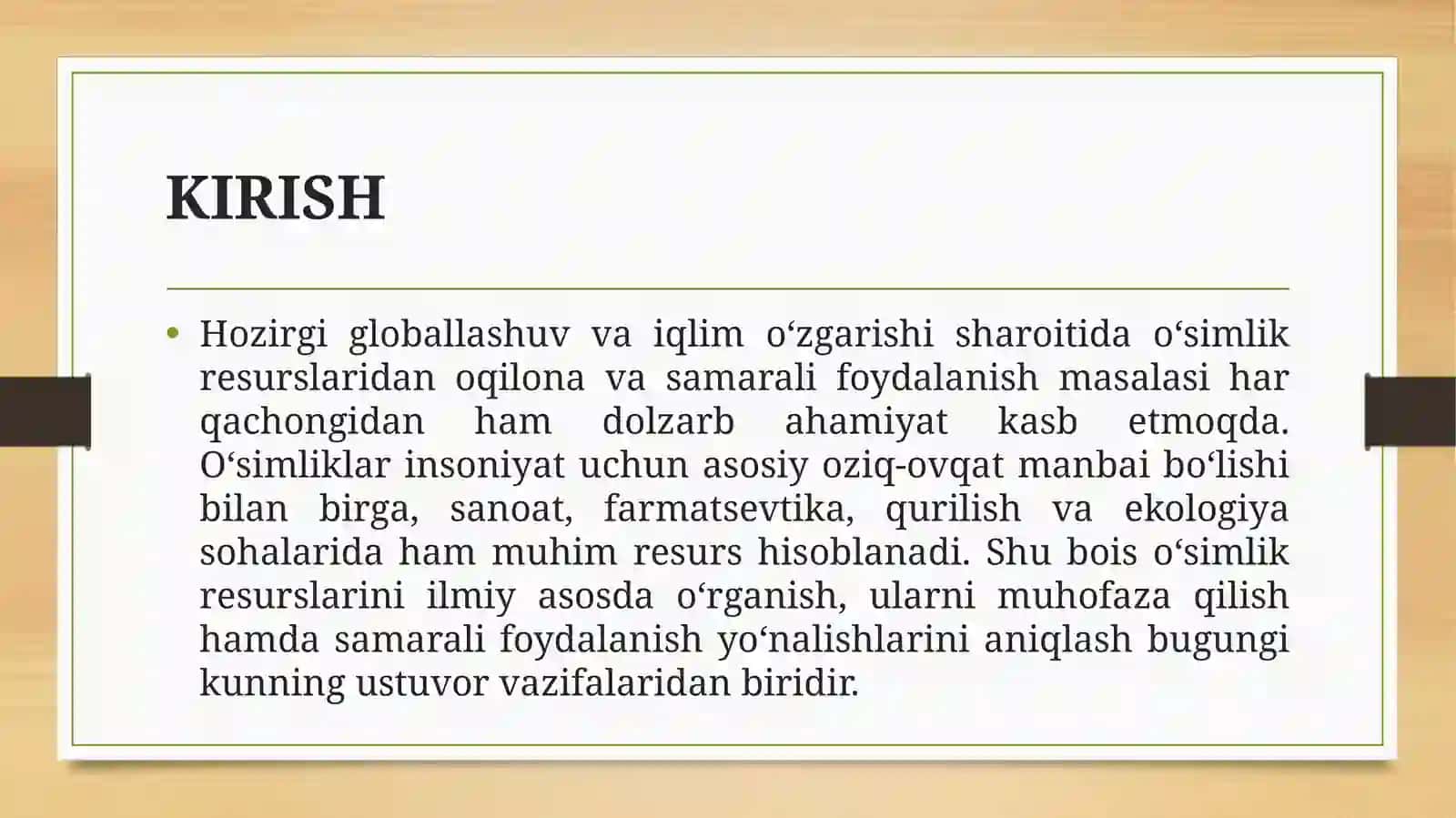 O’SIMLIK RESURSLARINI OʻRGANISH BOʻYICHA TAJRIBALARNI REJALASHTIRISH USULLARI 3