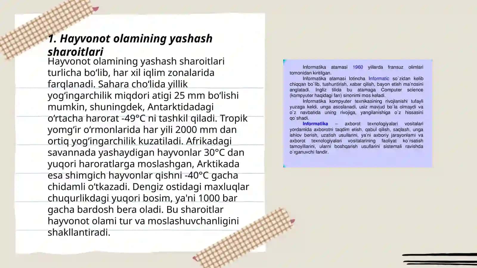 Hayvonot olamining yashash tarzi kopayishi Va tarqalishi Va turlari haqidagi bilimlarni o’zlashtirish Va tahlil qilish 3