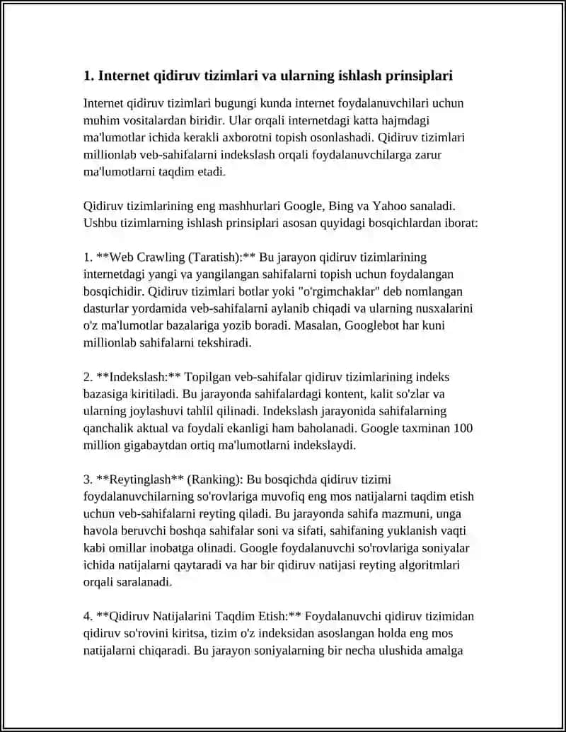 INTERNET QIDIRUV TIZIMIDA AXBOROTLAR QIDIRISH VA TANLANGAN AXBOROTLARNI OLISH 3