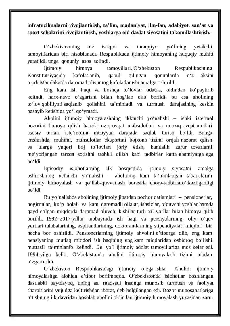 KUCHLI IJTIMOIY SIYOSAT KONSEPSIYASINING SHAKLLANISHI, BOSQICHLARI VA RIVOJLANTIRILISHI.    MANZILLI IJTIMOIY HIMOYA TIZIMINING YARATILISHI. 3