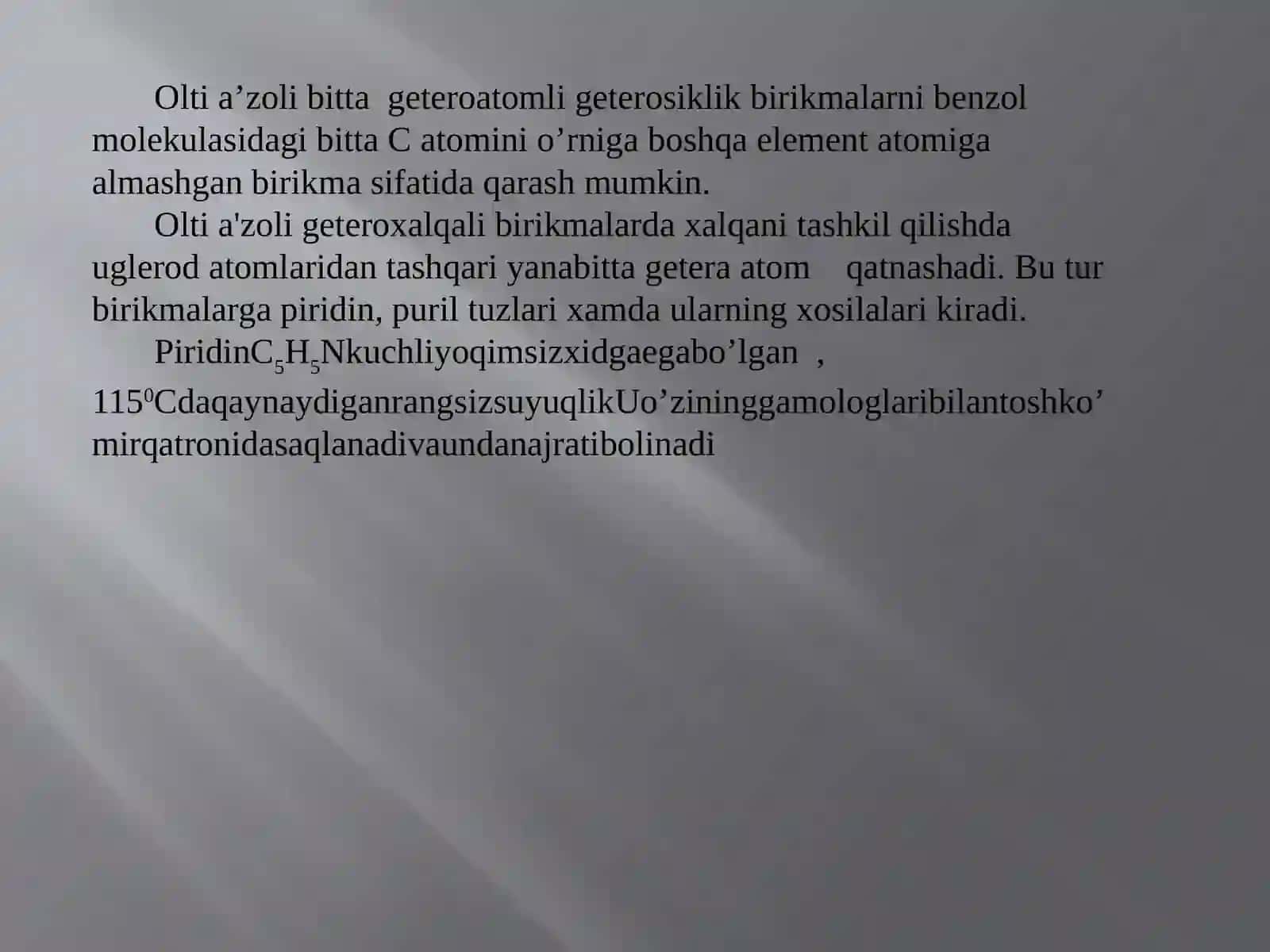 Olti a’zoli geteroxalqali birikmalar (pikolin kislota) 3