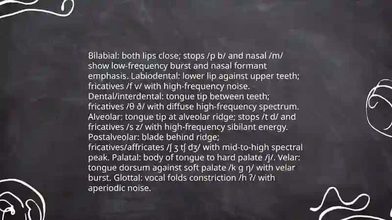 Articulatory and acoustic properties of English consonants 3